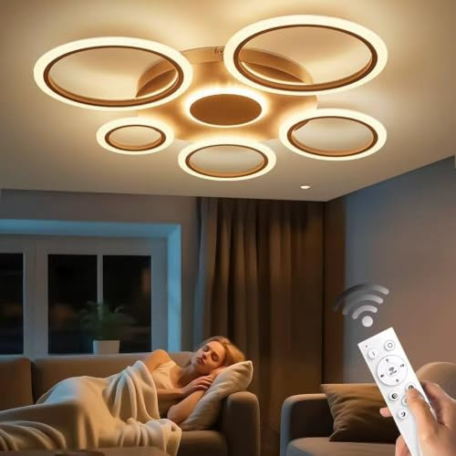 DIDADIDA Deckenlampe Wohnzimmer 65W mit Fernbedienung APP, Dimmbar LED Deckenleuchte Ringform Pendelleuchte Moderne Design Deckenbeleuchtung für Wohnzimmer, Schlafzimmer, Arbeitszimme，90CM