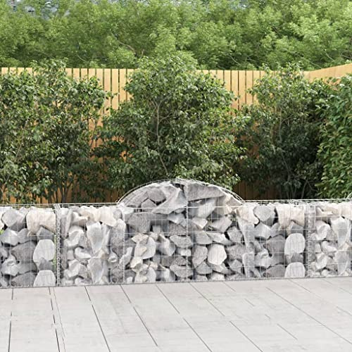 Mandloder 10er Set Gabionen mit Hochbogen, 200x50x60/80 cm, aus verzinktem Eisen, robuste Gartenbarriere für Garten und Landschaftsbau