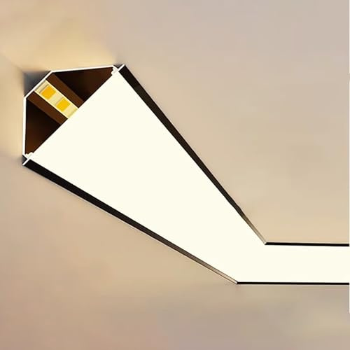 Jievmrs Perfil Aluminio TiraLed Canal de Iluminación LED con Moldura de Corona Negra, Riel de Aluminio para Iluminación Indirecta de Techo para Tira LED, Difusor LED Flexible para Zócalo(13.1ft/4.0m)