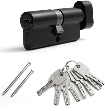 Cilindro de cierre, cilindro de perfil de 70 mm (35T/35), cerradura de cilindro con 8 llaves horizontales, cerradura de cilindro de aleación de zinc, adecuado para la mayoría de tipos de puertas (1
