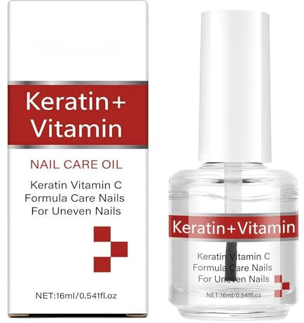 Keratin + Vitamins C Nail & Cuticle Oil, Moisturizes & Strengthens Nails, Repairs Cracked & Damaged Nails, Promotes Nail Growth