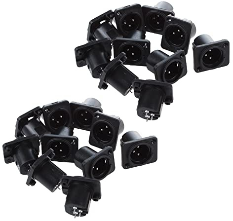 Deechate Lot de 20 connecteurs XLR mâles droits montés sur panneau de terminal