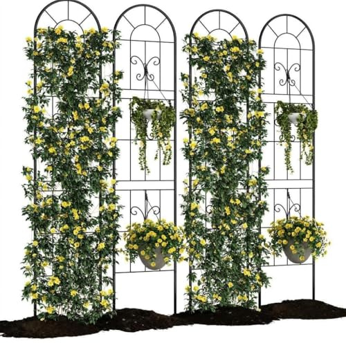 Acekool Rankgitter Metall 4er Set, Garten Rankhilfe 140x30 cm—Spalier Garten, für Tomaten Gurken Rosen Clematis, rostfrei Rankhilfe für Kletterpflanzen, Schwarz
