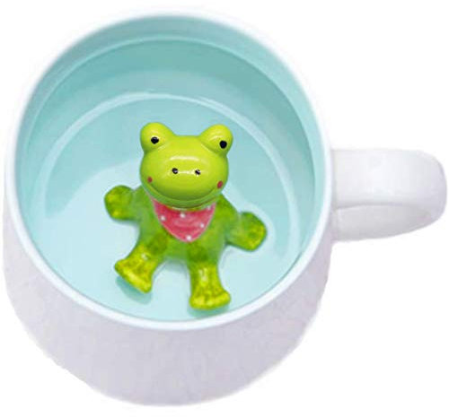 luckyse Tazza da caffè in porcellana con immagine di rana all'interno, 368,5 g