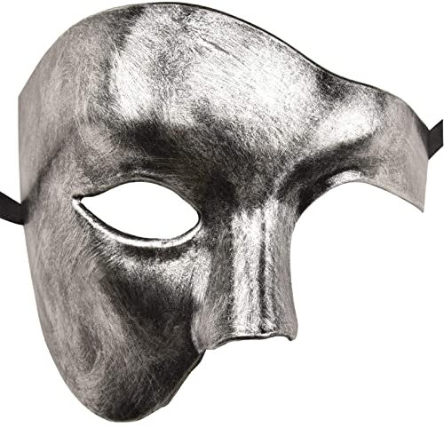 KEFAN Herren Maske Phantom of the Opera Halbmaske - Silber - Einheitsgröße