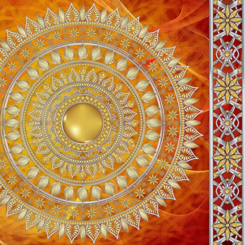 Forwall Fototapete Vlies Tapete Wanddeko Mandala Orient - Ornament Gold Rot Moderne Wanddekoration Wandtapete Vliestapete 10119VEM 104cm x 70,5cm Schlafzimmer Wohnzimmer