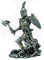 Unbekannt Kämpfender Ritter mit Streitaxt Silber 20 cm Figur Deko Skulptur