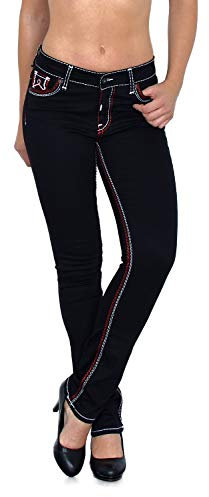 ESRA Jean Femme Droit à Couture épaisse Jeans Stretch Taille Haute Grandes Tailles J755