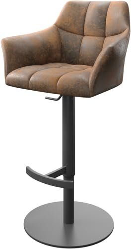 DELIFE Barstuhl Yulo-Flex Drehfuß höhenverstellbar Metall Vintage Braun