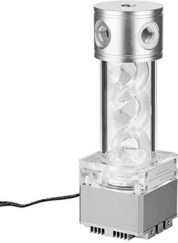 Water Cooling Pump, Computer Cylinder Water Cooling Pump for CPU PC Computer Cooling System, Double Helixed Set Integrated Water - Cooled Tank RGB(Silver)
