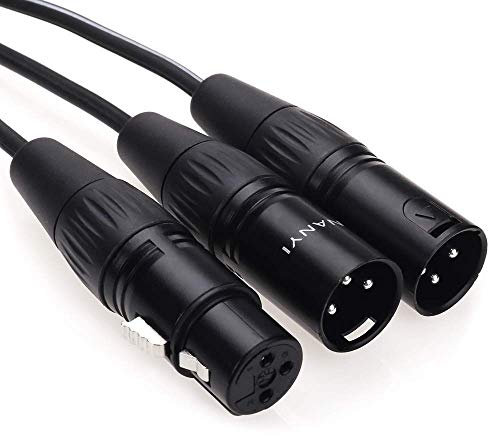 NANYI XLR Splitter Microphone Cable to Dual Female Y Cable Adaptor - 3-Pin Male DMX Patch Cords - 3 Meters