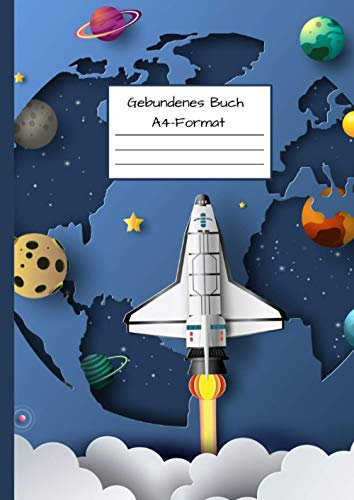 Gebundenes Buch A4-Format: Notizbuch DIN A4 - Kladde kariert 5 mm - 110 Seiten - Notizheft, Tagebuch, Schreibbuch - Weltraum Entdeckung