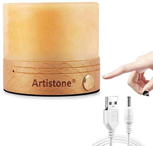 Artiistone Kristallstein-Nachtlicht mit Holzsockel, Touch-Sensor, USB, wiederaufladbar, natürliche Heilkristalle, LED-Lampe, Edelstein-Nachtlichter für Kinderzimmer, Schlafzimmer, Geburtstagsgeschenke