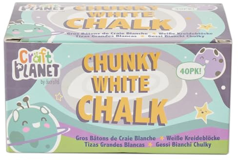 Craft Planet Chunky Chalk, White, Pack of 40, Art & Craft Fun, Kids, Drawing, Pavement, Playground, School, Home, Garden, Games, Paper