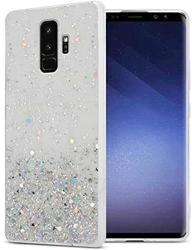 Cadorabo Hülle kompatibel mit Samsung Galaxy S9 PLUS Rundumschutz TPU Silikon Case Mädchen Glitzer Strass Design Slim Kratzfest Weiche Gummi Bling Schutzhülle für Samsung Galaxy S9 PLUS in Transparent