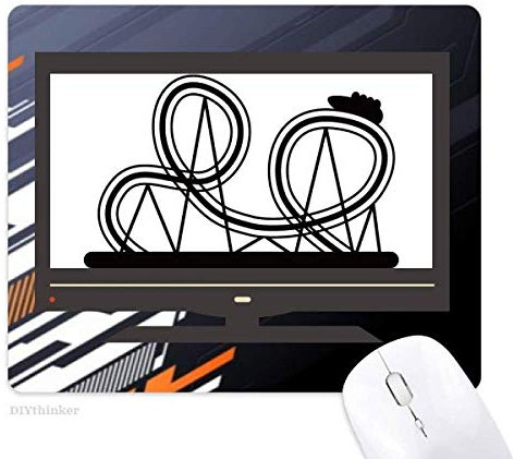 Black Roller Coaster Amusement Park Outline Computer Non-Slip Rubber Mousepad Game Office