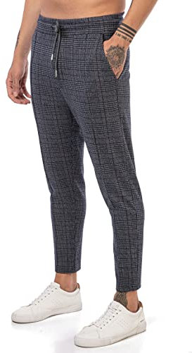 RED BRIDGE Pantalons Chino pour Hommes Casual à Carreaux Bleu L