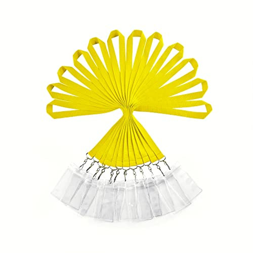 12er Pack Gelb Polyester Lanyards mit wasserdichten Ausweishaltern - Langlebige und Farbenfrohe Halsbänder für Ausweiskarten, Schlüssel und mehr