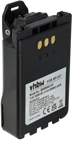 vhbw Akku kompatibel mit Icom IC-705, ID-52E, IP-100H, ID-31E, ID-51E Funkgerät, Walkie Talkie (3300mAh, 7,4V, Li-Ion) + Gürtelclip