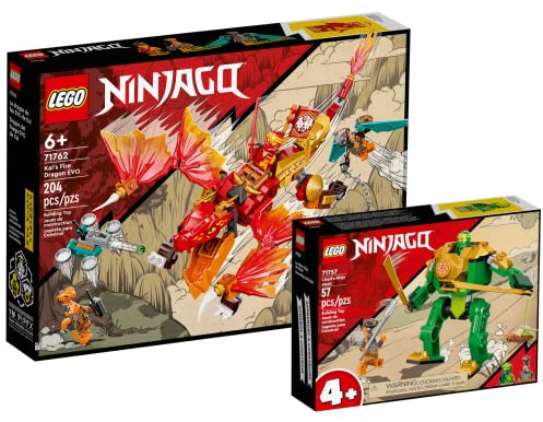 Lego Set - Ninjago Kais Feuerdrache EVO 71762 + Ninjago Lloyds Ninja-Mech 71757, für Kinder ab 6 Jahren