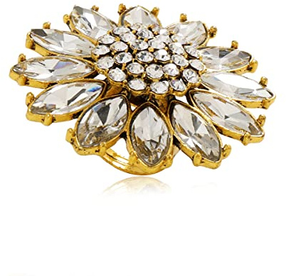 Big Sunflower Boho Exaggerated CZ Statement Ring for Women Girls Adjustable Bohemian Antique Mosaic Crystal Expandable Big Open Wrap Finger Rings Comfort Fit Retro Indian Bollywood Style Jewelry,
