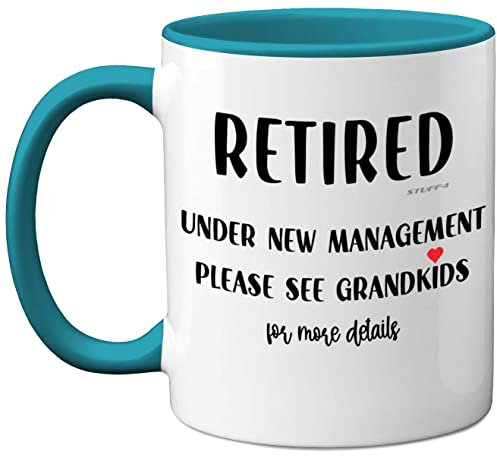 Stuff4 Under New Management - 11oz Light Blue Ceramic Coffee Mugs, Happy Retirement Mugs for Men & Women, Leaving Gifts for Colleagues
