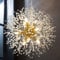 Modern Crystal Dandelion Pendant Lights Ceiling Gold Firework Chandeliers, G9 Lamp Alloy Fixtures With 8 Bulb and 32 Strings Crystal, for Living Room, Bedroom, Dining, Foyer, Bar(Warm light, Gold)