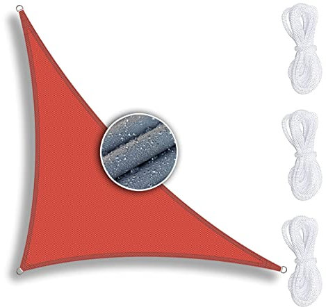 ZQXFZ Toile Ombrage Triangulaire 3x4x5m Rouge, Voile d Ombrage Coupe-Vent Protection UV 95% Respirante, Toile Ombrage pour Pergola Plein air Terrasse