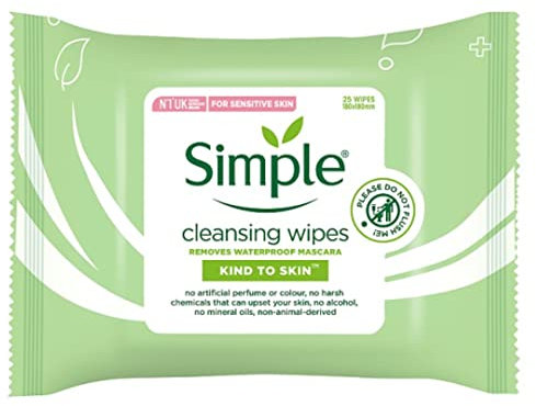 Simple Cleansing Face Wipes – Pack of 6 (25 Wipes Each) | Gentle Facial Wipe for Sensitive & Mature Skin | Soft Makeup Remover Wipes for Daily Use