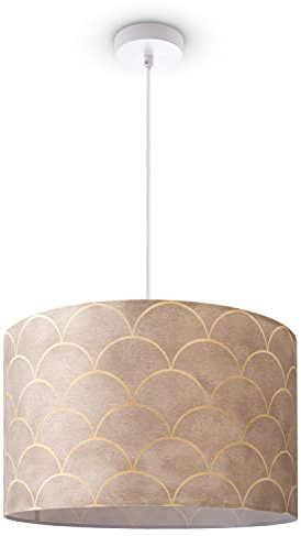 Paco Home Deckenlampe Wohnzimmer Pendelleuchte Esstisch Schlafzimmerlampe Lampenschirm Stoff Modern Abstrakt E27 Lampe, Farbe:Design 8 (Ø45,5 cm), Leuchtenart/Farbe:Pendelleuchte - Weiß