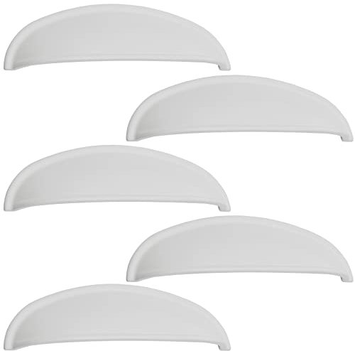 SOTECH 5 Stück Muschelgriff NICK Weiß matt BA 96 mm Kommodengriffe Schubladengriff Griffmuschel