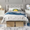 costoffs Single Bed Frame, Slatted Metal Bed Base with Cross-design Headboard & Footboard, Stable Mattress Foundation with Large Storage Space, No Box Spring Needed, White