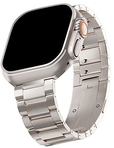 LDFAS Compatibile con Apple Watch Ultra 2 Band 49 mm, Serie 10 46 mm Cinturino in metallo titanio curvo compatibile per Apple Watch 9/8 45 mm, grigio argento