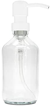 A Good Smile DIY Glas Seifenspender Edelstahlspender 250ml mit Aufkleber zum selbst gestalten Klarglas/Weiß