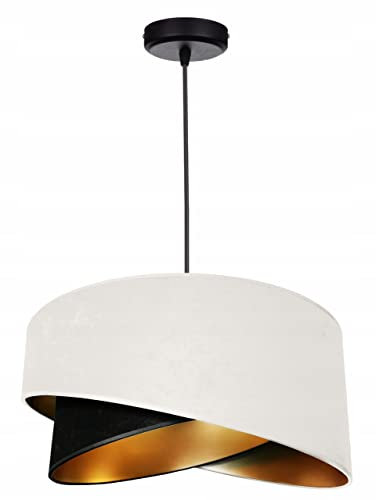 FKL DESIGN Home Deco – Pendelleuchte Esstisch – Hängeleuchten – Deckenlampe Hängend – Lampenschirm Hängelampe- Esszimmerlampe, Wohnzimmer, Küchenlampe, Weiß-Schwarz - E27, Serie TAD31