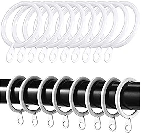 Strong Metal Curtain Hanging Rings 45mm Large White Curtain Pole Rings with Sliding Eyelet Rings Hanging Rings Curtain Eyelet Rings Pack of 12.