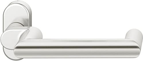 FSB FH Türgriff U-Form - Türdrücker auf Rosette oval - Feuerschutz Türklinke mit Hochhaltefeder, Aluminium silber eloxiert