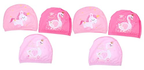 CLISPEED 6-Teiliges Tragbares Sommer-Cartoon-Muster Elastisches Schwimmen Kleinkind Strand Jungen Partyzubehör Kinderkappen Schwan Niedlich Kopfbedeckung Für Hut Hüte