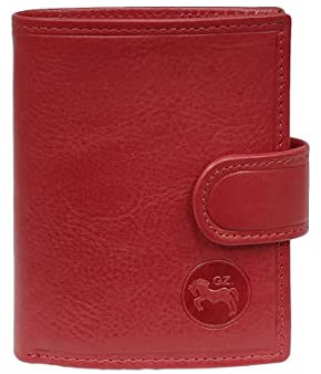 LOLUNA® Porte Monnaie Cuir véritable, Protection RFID Blocage, Compact et spacieux pour pièces, Billets et 2 Cartes bancaire, Homme et Femme - Rouge