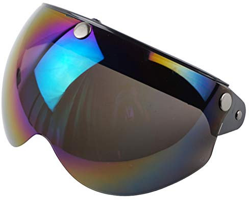 KENANLAN Universal 3 Snap Retro Helmvisier Winddichter Sonnenschutz Half Face Motorradhelm Visier (Mehrfarbig)