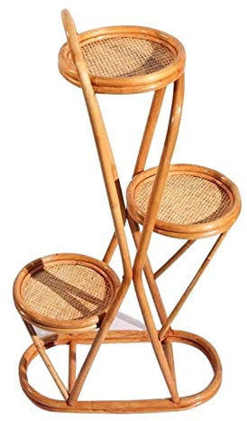 RUVOO Pflanzenregal Blumentreppe Blumenständer Rattan-Blumenständer, Retro-Blumenständer, Balkon-Blumenständer, Outdoor-Aufbewahrung Pflanzenständer Blumenregal Blumenbank