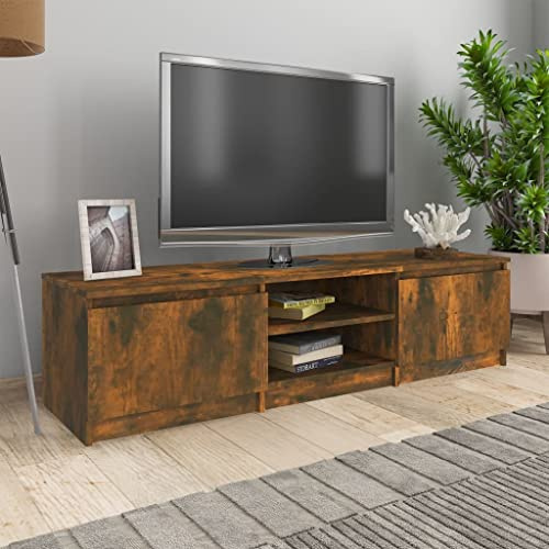 Homvdxl Moderner TV-Schrank für 65-Zoll-Fernseher, Retro-Entertainment-Center für Flachbildfernseher, Kabelbox, Spielekonsolen, Medienkonsole mit Schrankaufbewahrung für Wohnheim, Eiche