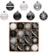 Valery Madelyn Christmas Halloween Tree Ornaments, 16ct Black and White Shatterproof Christmas Balls Decoration Set, 2.36 Inches Modern Hanging Tree Ornament Bulk for Xmas Holiday Party Decor