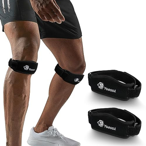 Yoassi Patella Kniebandage Patellasehnenbandage 2er Set, Knee Strap Knieband Verstellbar Knieschützer für Damen und Herren beim Sport, Fitness, Wandern, Joggen, Volleyball und Basketball