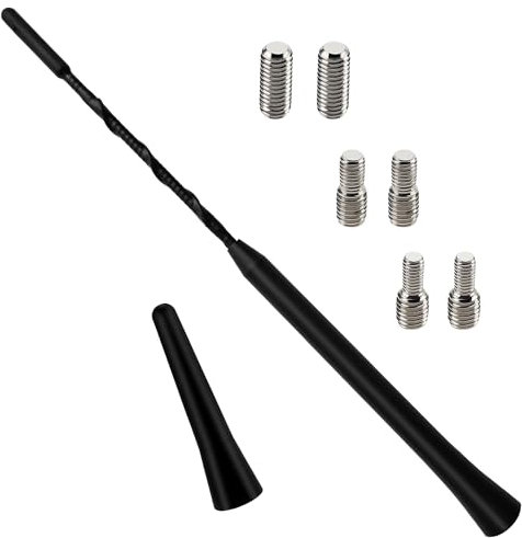 VooGenzek 2 Pièces Mini Antenne Voiture Courte, FM/AM Tige d'antenne de Voiture, Mini Antenne de Voiture Universelle, avec 6 Vis M4/M5/M6, pour la Réception Radio FM/AM (23 + 6.5cm)
