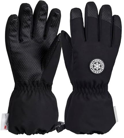 QKURT Gants de Ski pour Enfants, Gants d'hiver Chauds pour Enfants Moufles de Neige Coupe-Vent Filles Garçons Gants pour Temps Froid Moufles de Luge Gants de Snowboard Moufles de Patinage