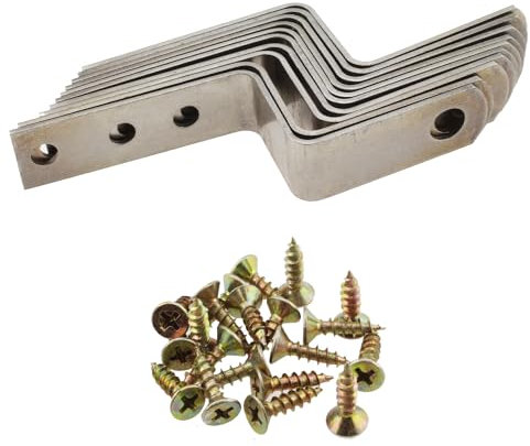 SQXBK Lot de 10 équerres d'angle en Z à angle droit de grande taille 25 mm pour fixation et fixation de meubles et connexion Argenté