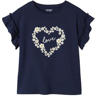 Vertbaudet Mädchen T-Shirt mit Volantärmeln Marine 146/152