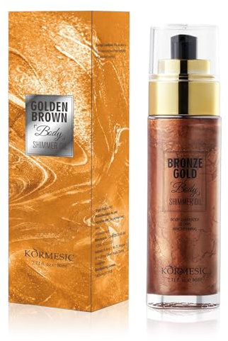 EONFAVE Highlighter Öl, Flüssige Textur Body Luminizer Schimmeröl Highlighter Make Up Natürliche Feuchtigkeit Körper Glitzer Oil, Diamant Glänzend Liquid Highlighter Body Flüssig, Goldbraun