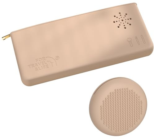 ZYFC Silicone Brush Holder & Makeup Sponge Holder Makeup Brush Storage Silicone Makeup Tool Storage Box Khaki Portable Organizer with Zipper Makeup Brush Travel Case for Travel Brush Cosmetics Bag